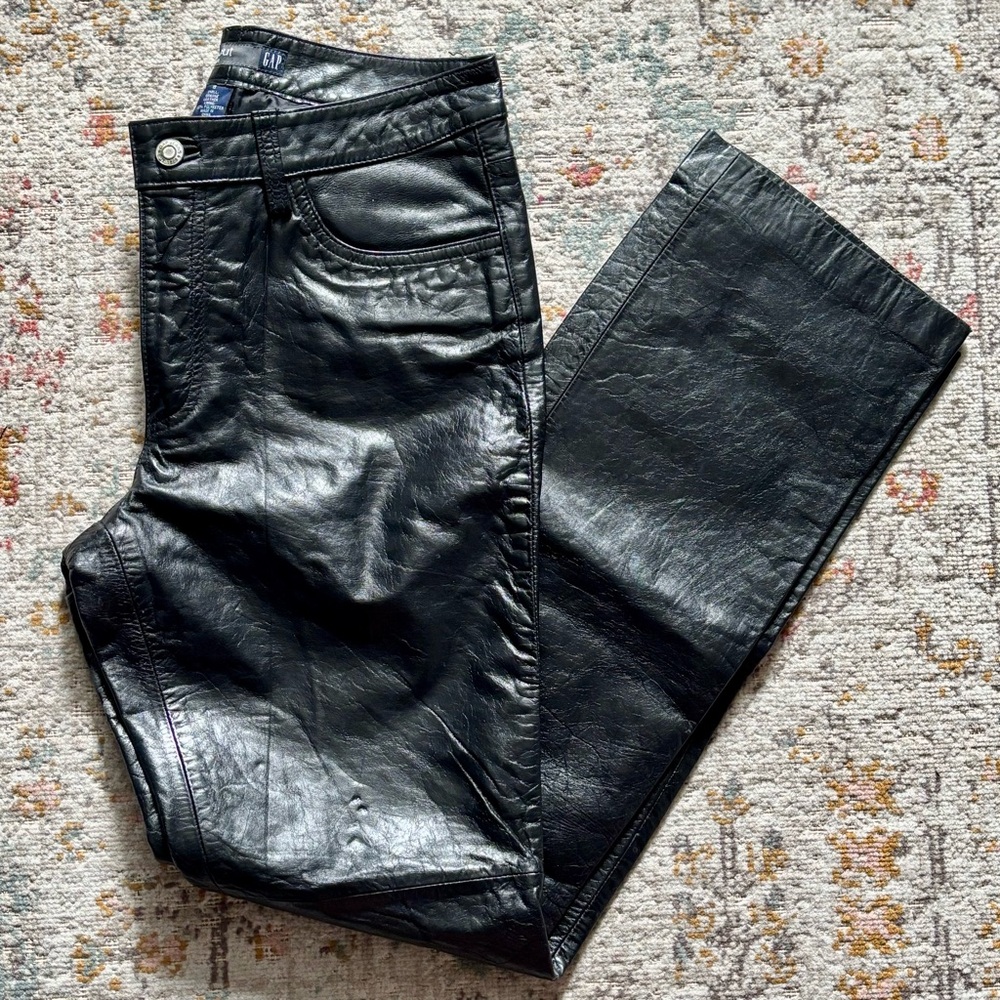GAP Black Leather Flare Pants